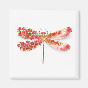 Blume Dragonfly mit Schmucksakura Magnet