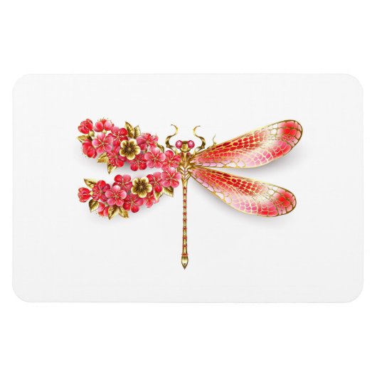 Blume Dragonfly mit Schmucksakura Magnet (Horizontal)