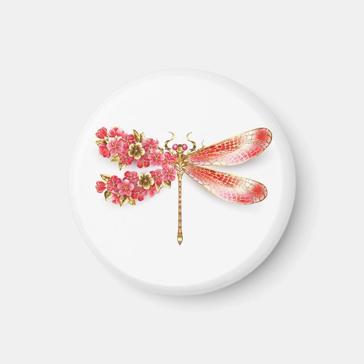 Blume Dragonfly mit Schmucksakura Magnet (Vorne)