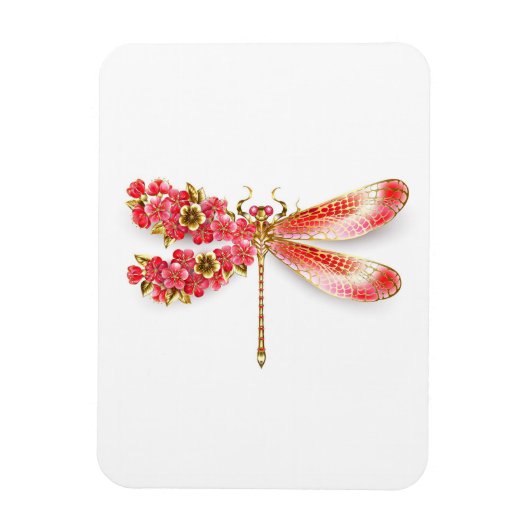 Blume Dragonfly mit Schmucksakura Magnet (Vertikal)