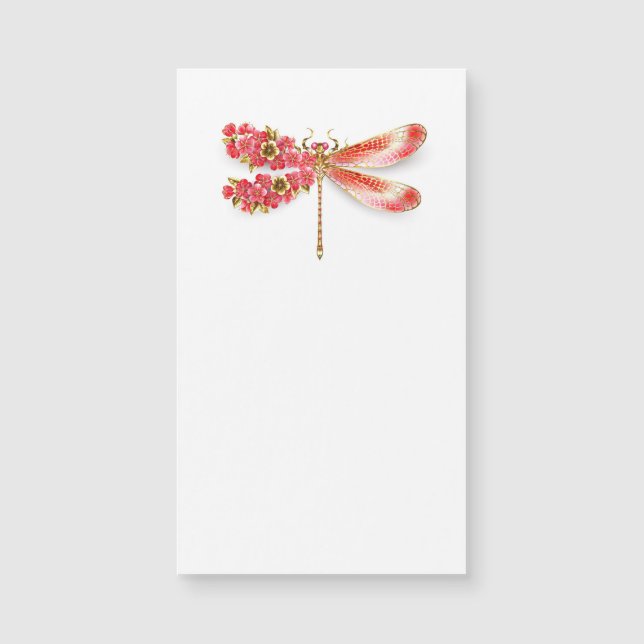 Blume Dragonfly mit Schmucksakura Magnetkarte (Vorderseite)