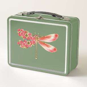 Blume Dragonfly mit Schmucksakura Metall Brotdose