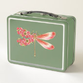 Blume Dragonfly mit Schmucksakura Metall Brotdose (Rückseite)