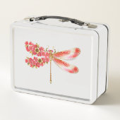 Blume Dragonfly mit Schmucksakura Metall Brotdose (Rückseite)