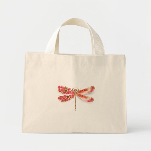 Blume Dragonfly mit Schmucksakura Mini Stoffbeutel (Vorne)