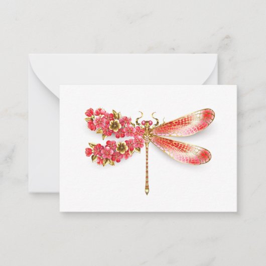 Blume Dragonfly mit Schmucksakura Mitteilungskarte (Vorderseite)