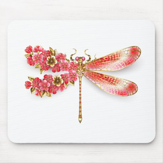 Blume Dragonfly mit Schmucksakura Mousepad (Vorne)