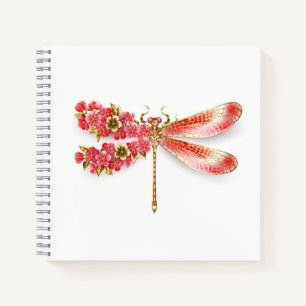 Blume Dragonfly mit Schmucksakura Notizblock