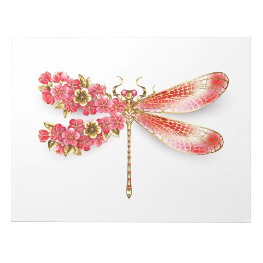 Blume Dragonfly mit Schmucksakura Notizblock (Vorderseite)