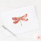Blume Dragonfly mit Schmucksakura Ovaler Aufkleber (Umschlag)