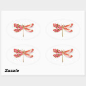 Blume Dragonfly mit Schmucksakura Ovaler Aufkleber (Blatt)