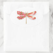 Blume Dragonfly mit Schmucksakura Ovaler Aufkleber (Tasche)