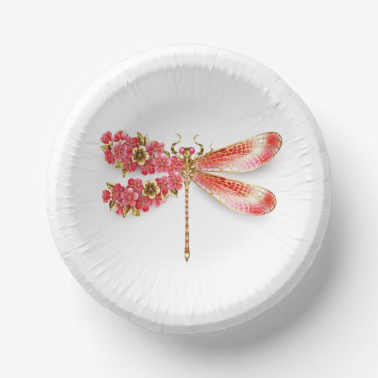 Blume Dragonfly mit Schmucksakura Pappteller (Vorderseite)