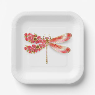 Blume Dragonfly mit Schmucksakura Pappteller
