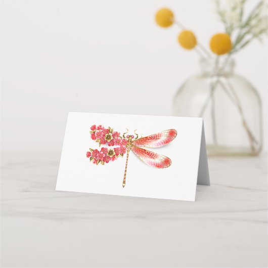 Blume Dragonfly mit Schmucksakura Platzkarte (Vorderseite)