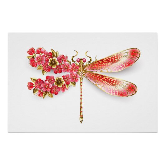 Blume Dragonfly mit Schmucksakura Poster (Vorderseite)