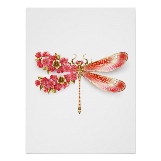 Blume Dragonfly mit Schmucksakura Poster (Vorderseite)