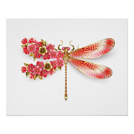 Blume Dragonfly mit Schmucksakura Poster (Vorderseite)