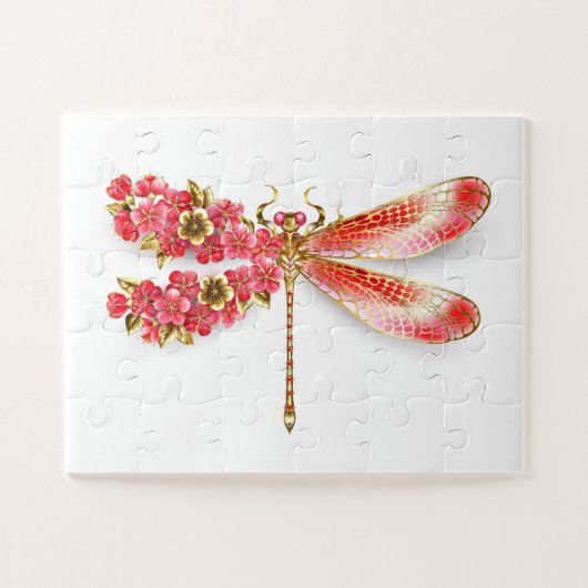 Blume Dragonfly mit Schmucksakura Puzzle (Horizontal)