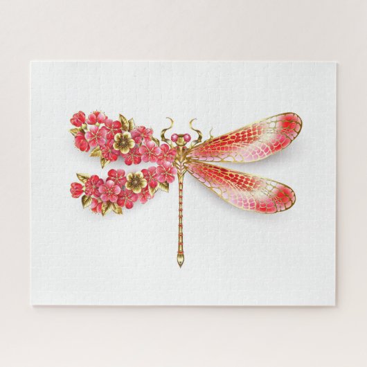 Blume Dragonfly mit Schmucksakura Puzzle (Horizontal)