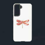 Blume Dragonfly mit Schmucksakura Samsung Galaxy Hülle<br><div class="desc">Künstlich gezeichnet,  Gold,  Schmuck mit Rot-Drachenfliege und Flügel mit Rot,  Blüte,  Schmuck japanische Kirsche auf weißem Hintergrund. Golddrachenfliege.</div>