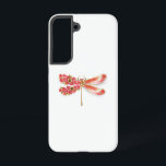 Blume Dragonfly mit Schmucksakura Samsung Galaxy Hülle<br><div class="desc">Künstlich gezeichnet,  Gold,  Schmuck mit Rot-Drachenfliege und Flügel mit Rot,  Blüte,  Schmuck japanische Kirsche auf weißem Hintergrund. Golddrachenfliege.</div>