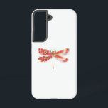 Blume Dragonfly mit Schmucksakura Samsung Galaxy Hülle<br><div class="desc">Künstlich gezeichnet,  Gold,  Schmuck mit Rot-Drachenfliege und Flügel mit Rot,  Blüte,  Schmuck japanische Kirsche auf weißem Hintergrund. Golddrachenfliege.</div>