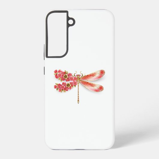 Blume Dragonfly mit Schmucksakura Samsung Galaxy Hülle (Rückseite)