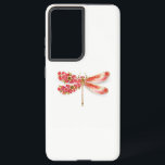 Blume Dragonfly mit Schmucksakura Samsung Galaxy Hülle<br><div class="desc">Künstlich gezeichnet,  Gold,  Schmuck mit Rot-Drachenfliege und Flügel mit Rot,  Blüte,  Schmuck japanische Kirsche auf weißem Hintergrund. Golddrachenfliege.</div>