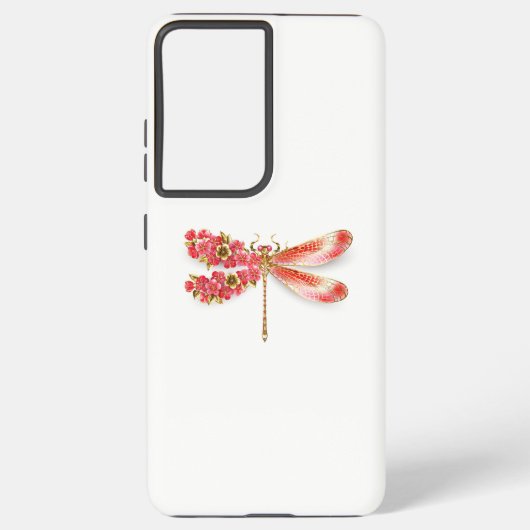 Blume Dragonfly mit Schmucksakura Samsung Galaxy Hülle (Rückseite)