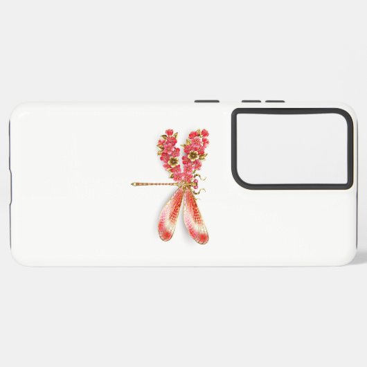 Blume Dragonfly mit Schmucksakura Samsung Galaxy Hülle (Linke Seite)