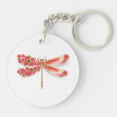 Blume Dragonfly mit Schmucksakura Schlüsselanhänger (Rückseite)