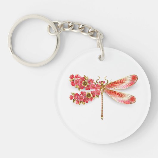 Blume Dragonfly mit Schmucksakura Schlüsselanhänger (Vorderseite)