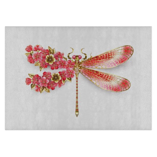 Blume Dragonfly mit Schmucksakura Schneidebrett (Vorderseite)