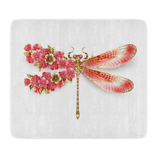 Blume Dragonfly mit Schmucksakura Schneidebrett (Vorderseite)