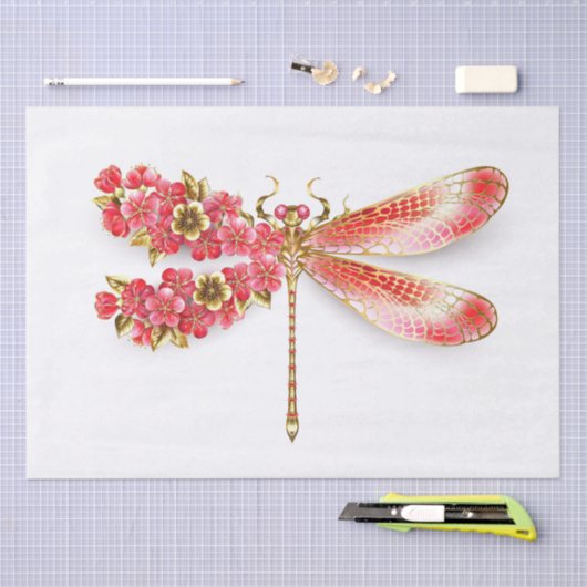 Blume Dragonfly mit Schmucksakura Seidenpapier (Handwerk)