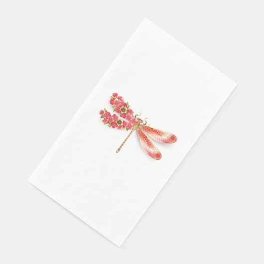 Blume Dragonfly mit Schmucksakura Serviette (Ecke)