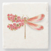 Blume Dragonfly mit Schmucksakura Steinuntersetzer (Vorderseite)