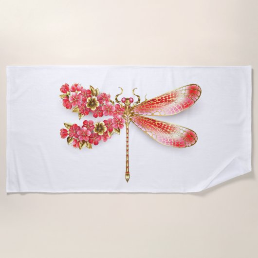 Blume Dragonfly mit Schmucksakura Strandtuch (Vorderseite)