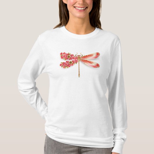 Blume Dragonfly mit Schmucksakura T-Shirt (Vorderseite)