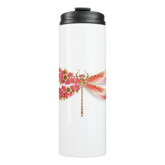Blume Dragonfly mit Schmucksakura Thermosbecher (Vorderseite)
