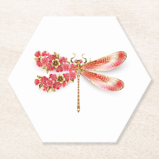 Blume Dragonfly mit Schmucksakura Untersetzer (Vorderseite)