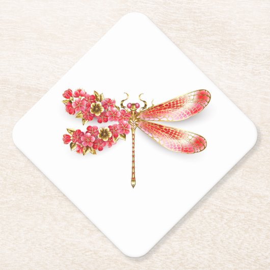 Blume Dragonfly mit Schmucksakura Untersetzer (Vorderseite)