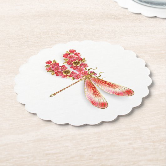 Blume Dragonfly mit Schmucksakura Untersetzer (angewinkelt)