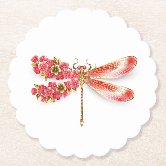 Blume Dragonfly mit Schmucksakura Untersetzer (Vorderseite)