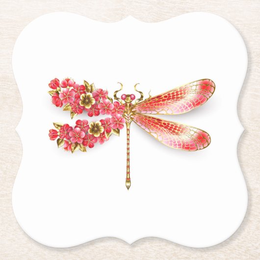 Blume Dragonfly mit Schmucksakura Untersetzer (Vorderseite)