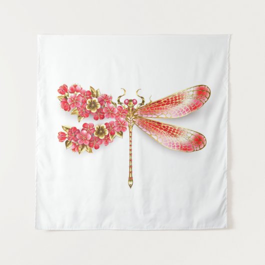 Blume Dragonfly mit Schmucksakura Wandteppich (Vorderseite)