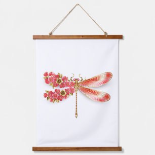 Blume Dragonfly mit Schmucksakura Wandteppich Mit Holzrahmen