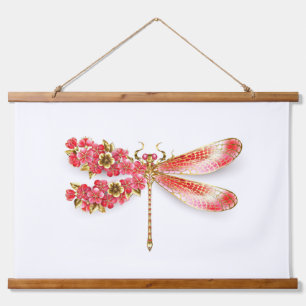 Blume Dragonfly mit Schmucksakura Wandteppich Mit Holzrahmen