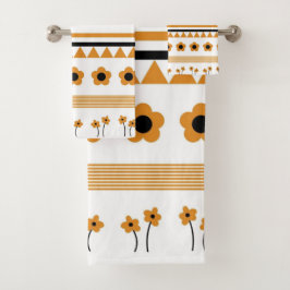 Blume-Dreieck-Muster für Grenzstreifen Badhandtuch Set